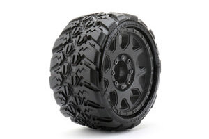 Jetko Tires JKO1602CBMSGBB1  1/8 SGT 3.8 King Cobra Tires Mounted on Black Claw Rims, Medium Soft, Belted, 17mm 0" Offset (2)