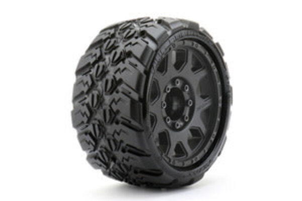 Jetko Tires JKO1602CBMSGBB1  1/8 SGT 3.8 King Cobra Tires Mounted on Black Claw Rims, Medium Soft, Belted, 17mm 0" Offset (2)