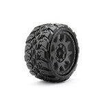 Jetko Tires JKO1602CBMSGBB3   1/8 SGT 3.8 King Cobra Tires Mounted on Black Claw Rims, Medium Soft, Belted, 12mm (2) 12mm Wide (for Traxxas Hoss)