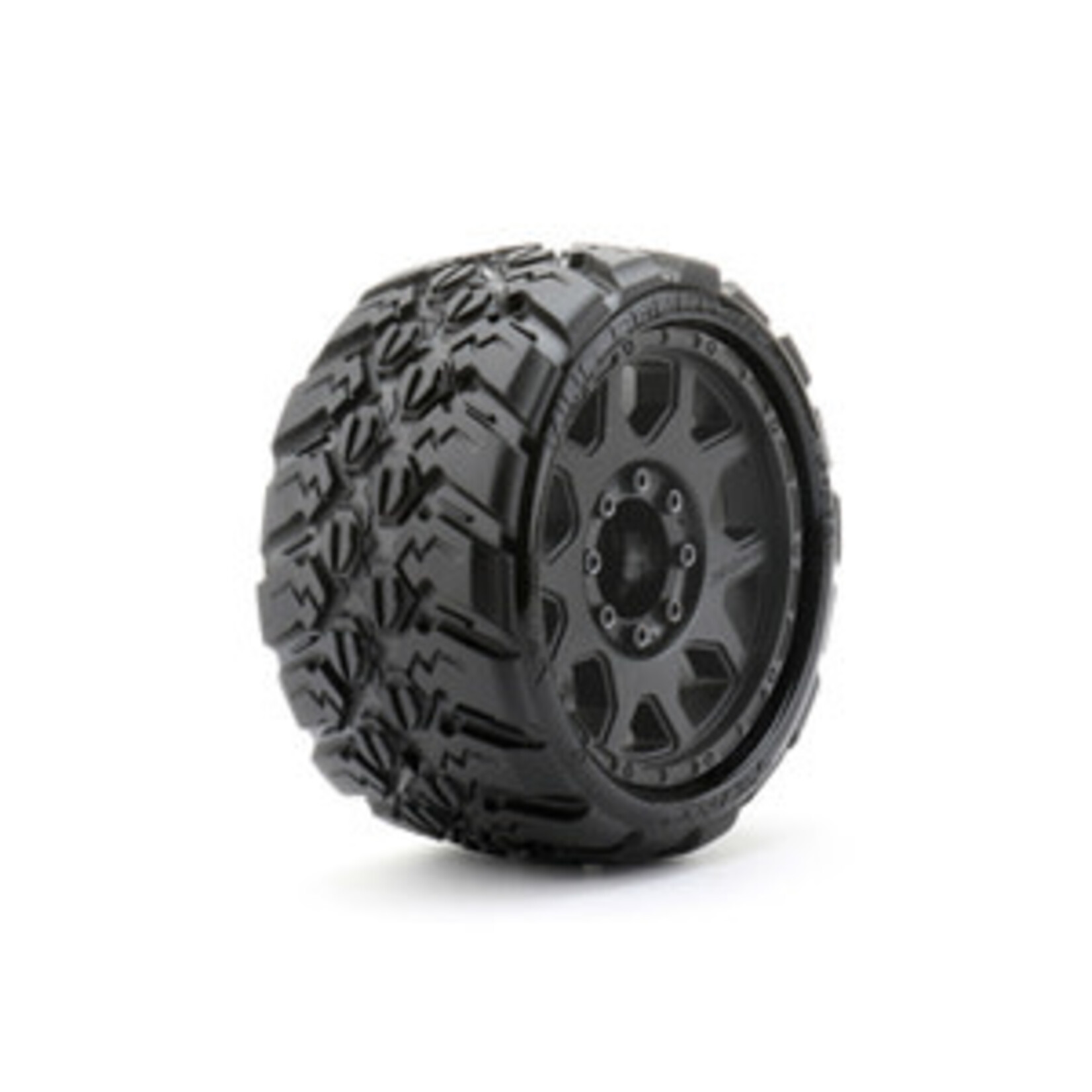 Jetko Tires JKO1602CBMSGBB3   1/8 SGT 3.8 King Cobra Tires Mounted on Black Claw Rims, Medium Soft, Belted, 12mm (2) 12mm Wide (for Traxxas Hoss)