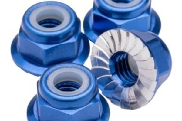 1UP Racing 1UP80592  M4 Flanged and Serrated Aluminum Locknuts, Dark Blue, 4pcs