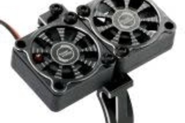 Powerhobby PH1295Black  Powerhobby 1/8 Aluminum HeatSink (Motor Mount) w/Twin Turbo High-Speed 30mm Cooling Fans For 40-42mm Diamtere Motors