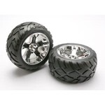 Traxxas 5576R Tires & wheels, assembled, glued (All-Star chrome wheels, Anaconda® tires, foam inserts) (nitro rear/ electric front) (1 left, 1 right)