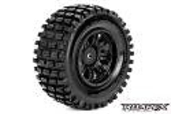 Roapex R/C ROPR1002-B  Tracker 1/10 Shortcourse Tire Black Wheel with 12mm Hex