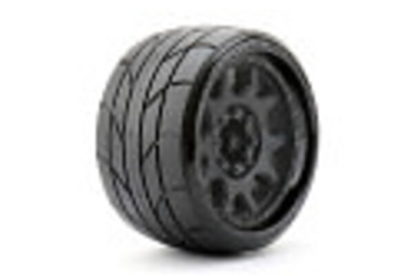 Jetko Tires JKO1604CBMSGBB2  1/8 SGT 3.8 Super Sonic Tires Mounted on Black Claw Rims, Medium Soft, Belted, 17mm 1/2" Offset (2) 17mm 1/2 0ffset Wide (for Traxxas Maxx)