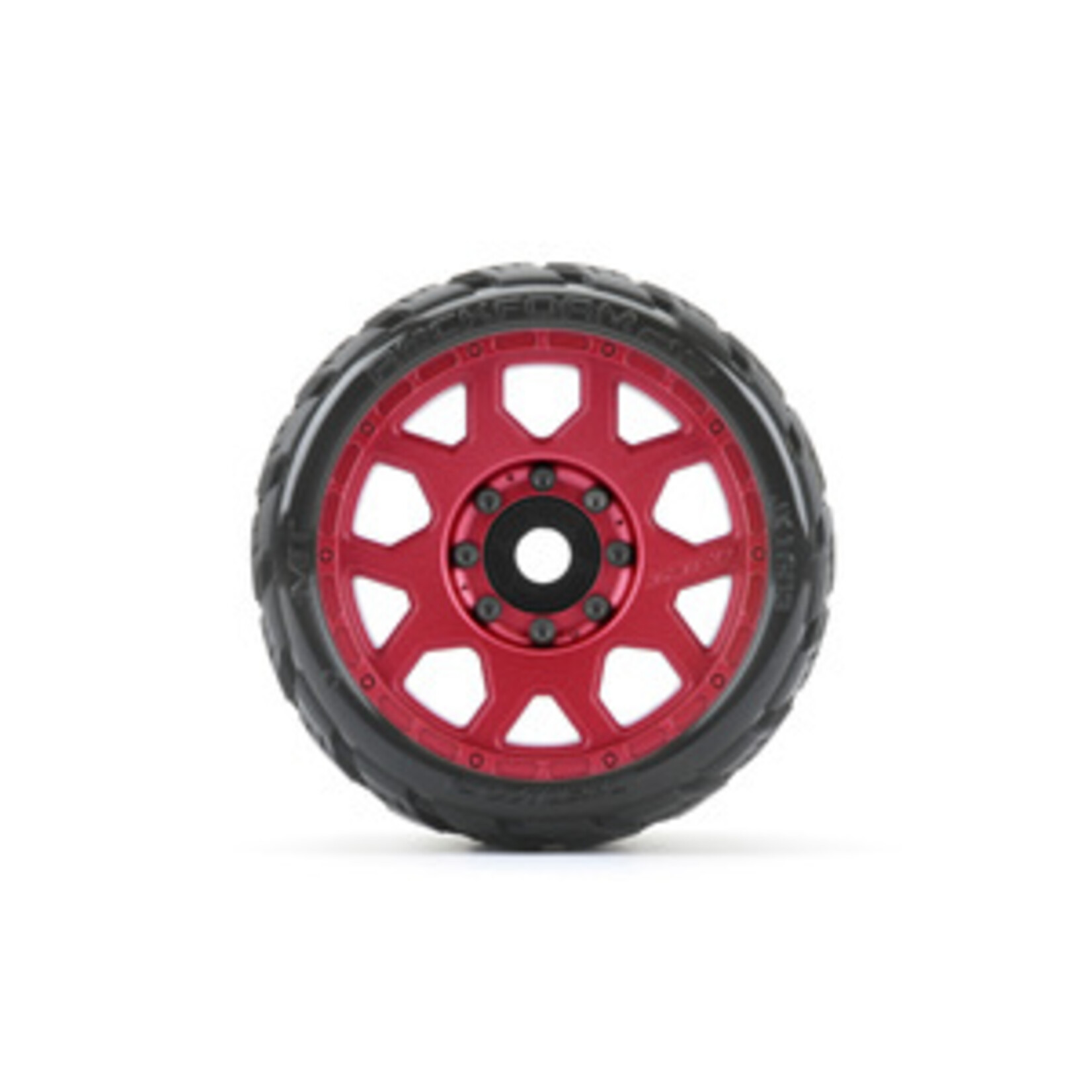 Jetko Tires JKO1603CRMSGBB1  1/8 SGT 3.8 EX-Rockform, Mounted on Metal Red Claw Rim, Medium Soft, Belted, Glued, 17mm 0" Offset 17mm 0 offset (Narrow)