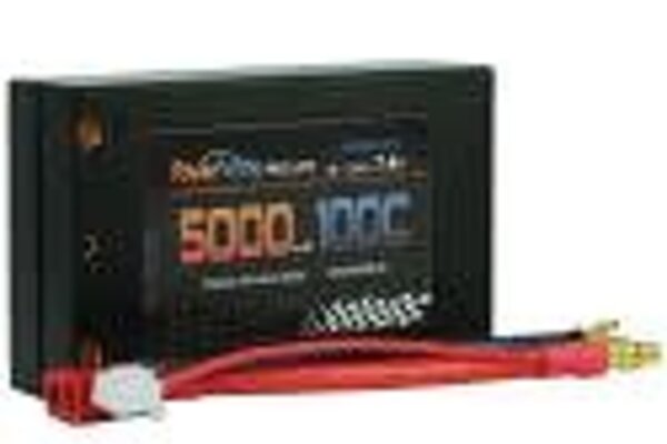 Powerhobby PHB2S5000100CDNS  2S 7.4C 5000MAH 100C Shorty Lipo w/ 4mm Bullet Connectors
