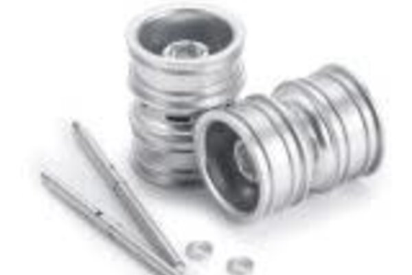 Powerhobby PHBSCX24772Silver Powerhobby 1/24 Axial SCX24 Aluminum Dually Wheels w/Driver Shaft