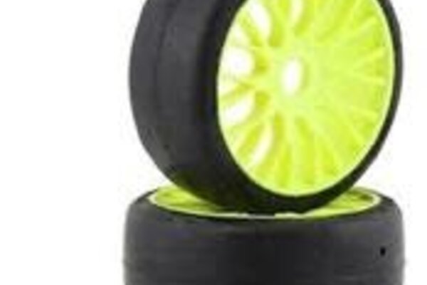 GRP TYRES GRPGTY04-XM3 GRP Tires GT - TO4 Slick Belted Pre-Mounted 1/8 Buggy Tires (Yellow) (2) (XM3) w/FLEX Wheel