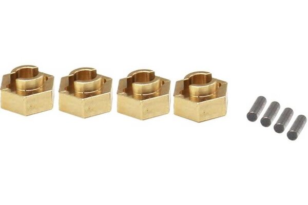 Hot Racing HRASXTF10H  Brass Stock Wheels Hub, 7mm Hex, for SCX24