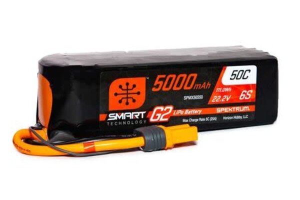 SPEKTRUM SPMX56S50  22.2V 5000mAh 6S 50C Smart G2 LiPo Battery: IC5