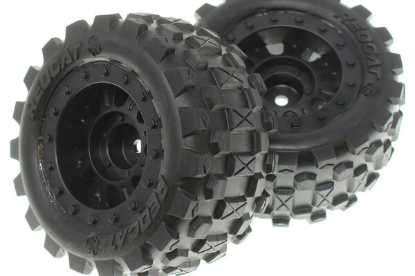 Redcat Racing RER13657  Pre-mounted 1/16th Scale Tires(Black)(2pcs)