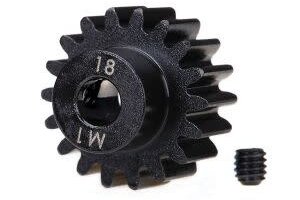 Traxxas 6491R Gear, 18-T pinion (machined) (1.0 metric pitch) (fits 5mm shaft)/ set screw
