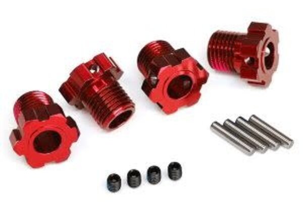 Traxxas 8654R Wheel hubs, splined, 17mm (red-anodized) (4)/ 4x5 GS (4)/ 3x14mm pin (4)