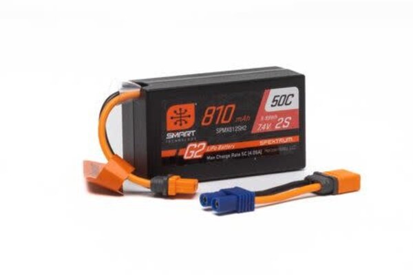 SPEKTRUM SPMX812SH2  7.4V 810mAh 2S Smart G2 50C LiPo: IC2