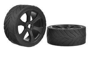 Corally (Team Corally) COR00180-909  Sprint RXA, Asuga XLR Street Tires, Low Profile, Glued on Black Rims, 1 pair