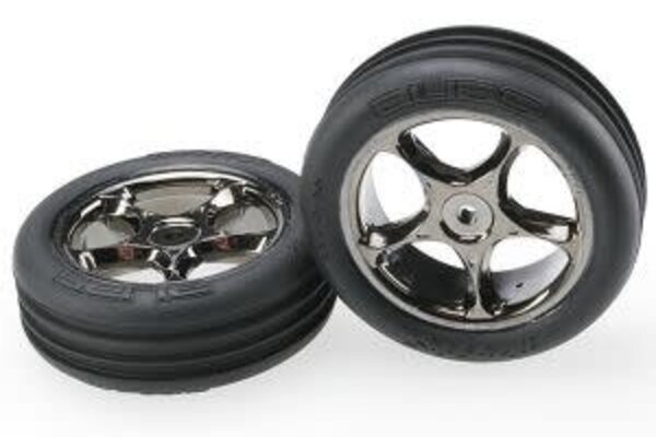 Traxxas 2471A T&W BLK CHRM 2.2/RIBBD FR TIRE
