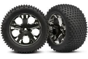 Traxxas 3770A Tires & wheels, assembled, glued (2.8') (All-Star black chrome wheels, Alias® tires, foam inserts) (rear) (2) (TSM rated)