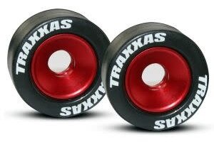 Traxxas 5186 Wheels, aluminum (red-anodized) (2)/ 5x8mm ball bearings (4)/ axles (2)/ rubber tires (2)