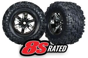 Traxxas 7772A Tires & wheels, assembled, glued (X-Maxx® black chrome wheels, Maxx® AT tires, foam inserts) (left & right) (2)