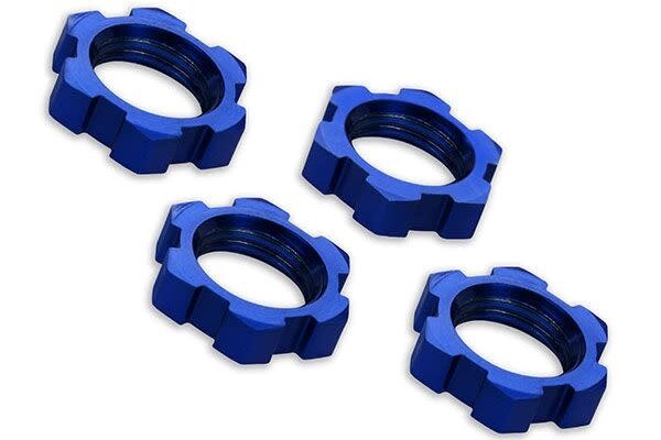 Traxxas 7758   Wheel nuts, splined, 17mm, serrated (blue-anodized) (4)