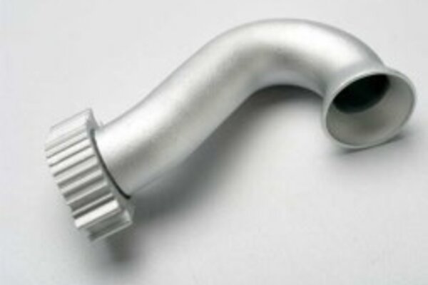 Traxxas 5340 Header, exhaust (tubular aluminum, silver-anodized) (TRX® 2.5, 2.5R, 3.3)