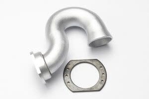 Traxxas 5340X Header, exhaust (tubular aluminum, silver-anodized)/ spring mount (TRX® 2.5, 2.5R, 3.3)
