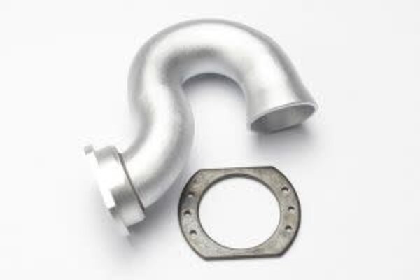 Traxxas 5340X Header, exhaust (tubular aluminum, silver-anodized)/ spring mount (TRX® 2.5, 2.5R, 3.3)