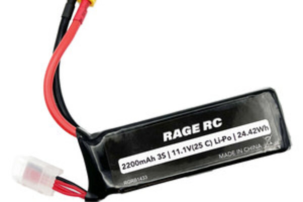 Rage R/C RGRB1433  11.1V 3S 2200mAh Lipo with XT60 Connector; Black Marlin EX Brushless