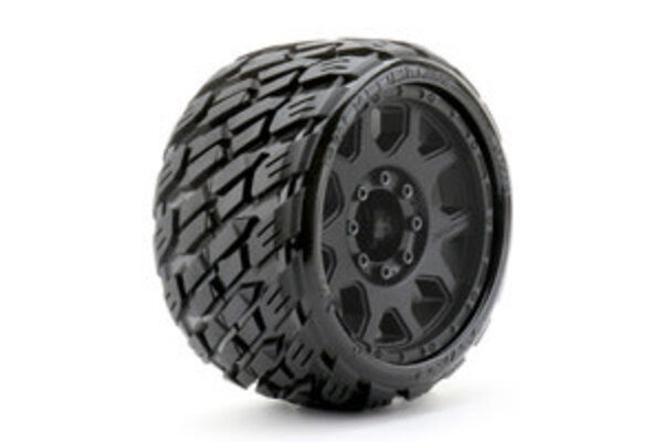 Jetko Tires JKO1603CBMSGBB3  1/8 SGT 3.8 Rockform Tires Mounted on Black Claw Rims, Medium Soft, Belted, 12mm (2)