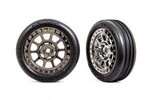 Traxxas 2471T Tires & wheels, assembled (2.2' black chrome wheels, Alias® ribbed 2.2' tires) (2) (Bandit® front, medium compound w/ foam inserts)