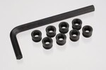 Traxxas 7033X Aluminum caps, pivot ball (threaded aluminum, hard-anodized with PTFE-coating) (8)/ hex wrench, 5mm