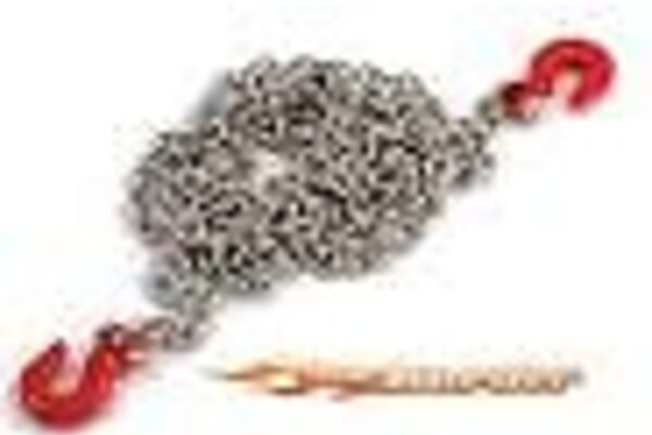 Yeah Racing YA-0357  Yeah Racing 96cm 1/10 Crawler Scale Steel Chain Accessory w/Red Hooks (Silver)