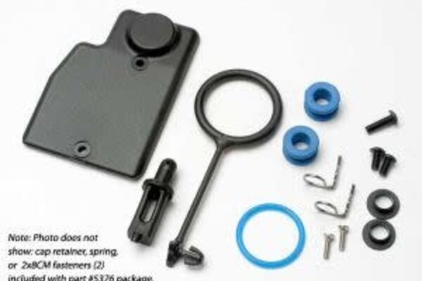 Traxxas 5376 Rebuild kit, fuel tank (includes: mounting post, grommets (2), tank guard, mounting clips (2), cap o-ring, cap o-ring retainer, cap pull ring, spring, hardware)