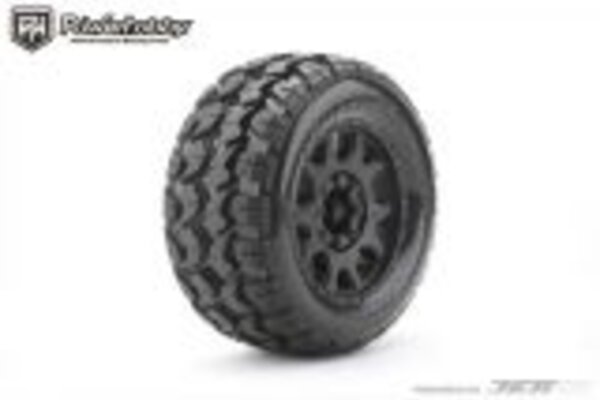 Powerhobby PHB1801CBMSGB  Powerhobby 1/8 MT 3.8 Tomahawk Belted Mounted Tires w Removable Hex Wheels (2)