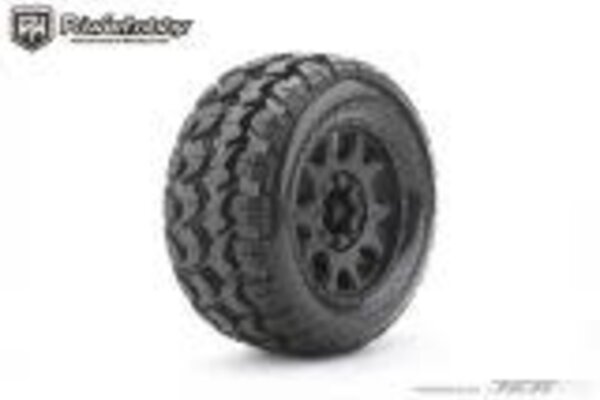 Powerhobby PHB1801CBMSGB  Powerhobby 1/8 MT 3.8 Tomahawk Belted Mounted Tires w Removable Hex Wheels