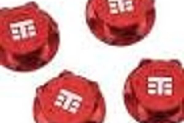 Tekno TKR5116BR  Tekno RC 17mm Aluminum "T Logo" Covered Serrated Wheel Nut (Red) (4)