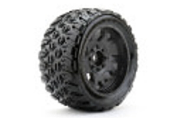 Jetko Tires JKO5802CBMSGBB1 1/5 XMT King Cobra Tires Mounted on Black Claw Rims, Medium Soft, Belted, 24mm for Traxxas X-Maxx (2)