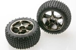 Traxxas 2470A Tires & wheels, assembled (Tracer 2.2' black chrome wheels, Alias® 2.2' tires) (2) (Bandit® rear, medium compound with foam inserts) (TSM rated)