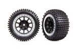 Traxxas 2470G Tires & wheels, assembled (2.2' graphite gray, satin chrome beadlock wheels, Alias® 2.2' tires) (2) (Bandit® rear, medium compound with foam inserts)