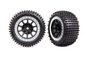 Traxxas 2470G Tires & wheels, assembled (2.2' graphite gray, satin chrome beadlock wheels, Alias® 2.2' tires) (2) (Bandit® rear, medium compound with foam inserts)