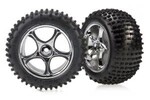 Traxxas 2470R Tires & wheels, assembled (Tracer 2.2' chrome wheels, Alias® 2.2' tires) (2) (Bandit® rear, soft compound with foam inserts)