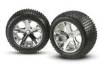 Traxxas 3770 Tires & wheels, assembled, glued (2.8') (All-Star chrome wheels, Alias® tires, foam inserts) (2WD electric rear) (2)