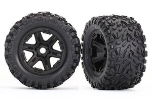 Traxxas 8672   Tires & wheels, assembled, glued (black wheels, Talon EXT tires, foam inserts) (2) (17mm splined) (TSM® rated)