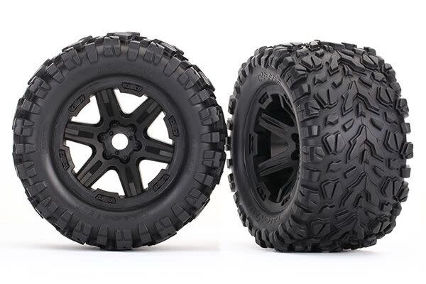 Traxxas 8672   Tires & wheels, assembled, glued (black wheels, Talon EXT tires, foam inserts) (2) (17mm splined) (TSM® rated)