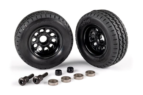 Traxxas 9797 Trailer wheels (2)/ tires (2)/ mounting hardware