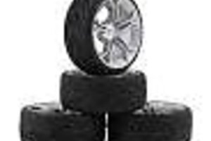 Yeah Racing YEA-WL-0104  Yeah Racing Spec T Pre-Mounted On-Road Touring Tires w/MS Wheels (Silver) (4) w/12mm Hex & 3mm Offset