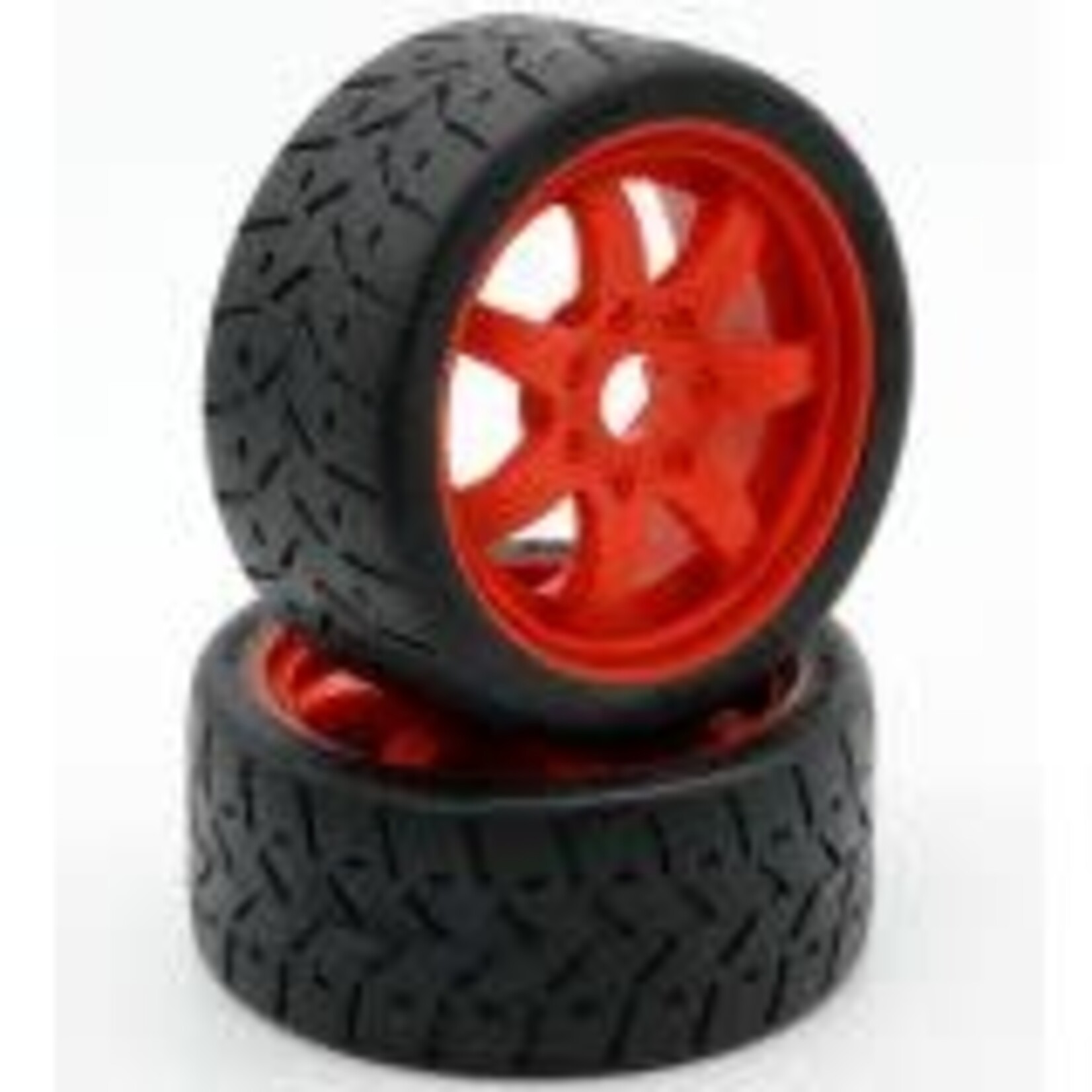 Powerhobby PHT5101-Red  Powerhobby 1/8 Gripper 42/100 Belted Mounted Tires 17mm Red Wheels