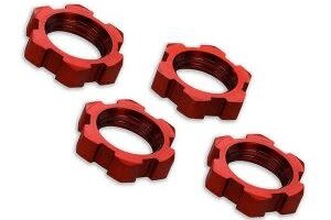 Traxxas 7758R Wheel nuts, splined, 17mm, serrated (red-anodized) (4)