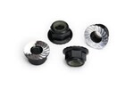 Traxxas 8447A Nuts, 5mm flanged nylon locking (aluminum, black-anodized, serrated) (4)